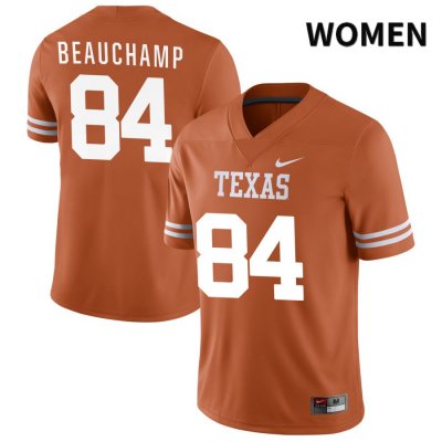 Texas Longhorns Women's #84 Reece Beauchamp Authentic Orange NIL 2022 College Football Jersey SOL87P8G